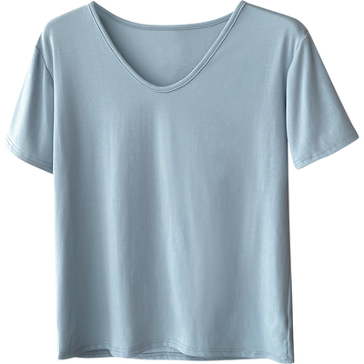 夏日V领糖果色短袖面膜显瘦女T恤