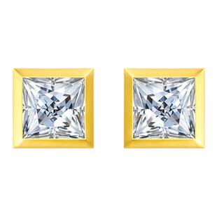 小方糖黄金耳钉方形单钻古法足金999耳饰直针养耳洞通勤百搭送女