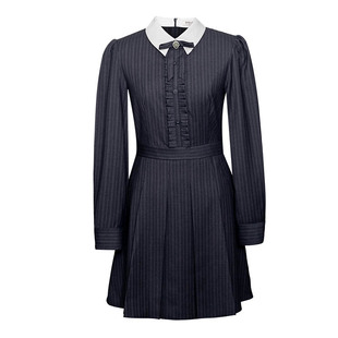 D-HARRY/迪哈利2026春季新款学院碳紫色条纹连衣裙DH261J91121B