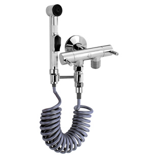 潜水艇一进二出三通角阀龙头带冲洗一分二水枪精铜马桶带喷枪套装