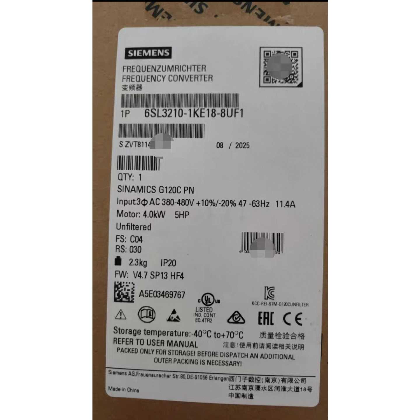 议价-全新原装正品6SL32101KE188UF1西门子变频器