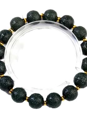 和田玉手串手工精雕回纹珠收藏款