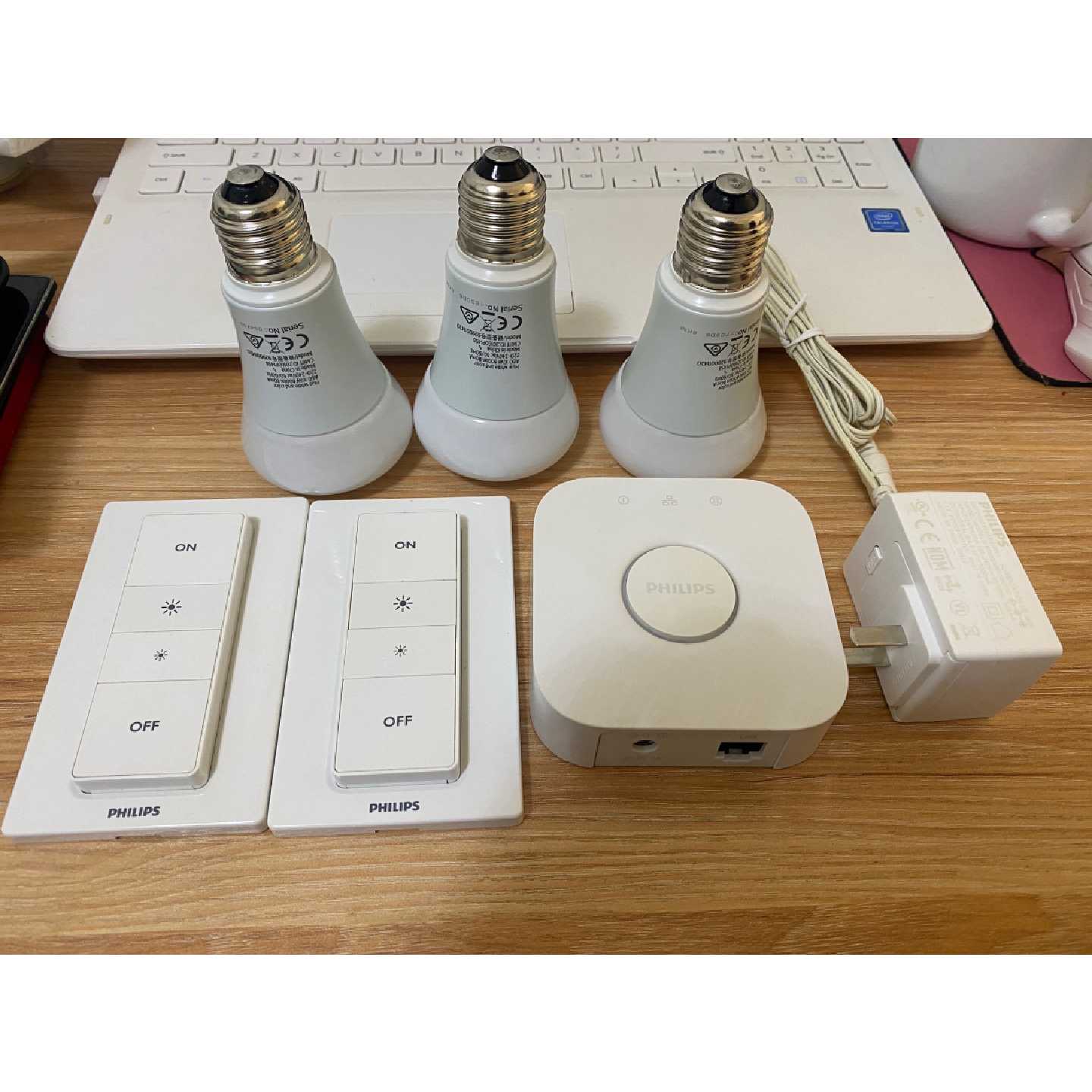 【议价-可维修】飞利浦hue 功能没问题三个彩色灯泡桥接器电源和