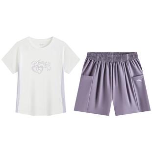 安踏儿童女童运动套装2026年夏季新款舒适速干女孩短袖短裤运动装