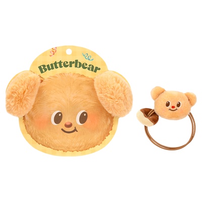 黄油小熊毛绒发夹侧边发绳