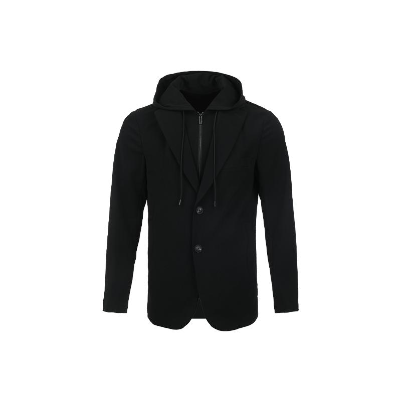 【自营】EMPORIO ARMANI/阿玛尼男士竖坑条连帽拉链休闲西装外套