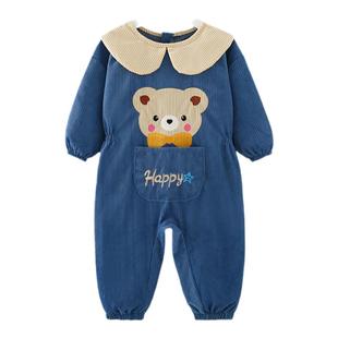 宝宝连体罩衣爬行服婴儿一体式护衣儿童秋冬学爬衣哈衣防脏爬爬服