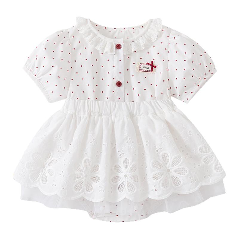 丹麦MARMAR KIDS夏季婴幼儿波点哈衣套装宝宝纱裙连体爬服两件套