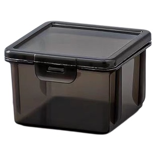 小型透明收纳盒迷你小号储物盒正方形塑料盒杂物整理箱黑色盒子