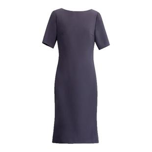 OFFIY-暗紫葡萄 经典TH醋酸短袖修身商务职业通勤气质连衣裙春夏