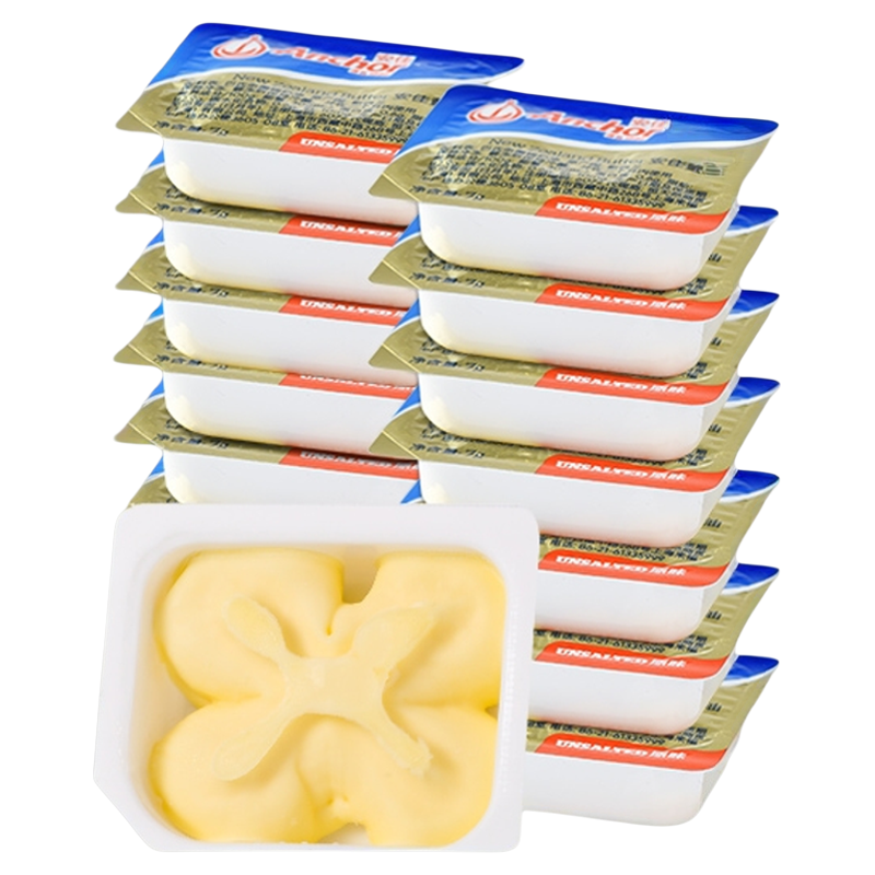 进口安佳淡味黄油粒10g动物煎牛排专用无加盐面包烘焙家用小包装