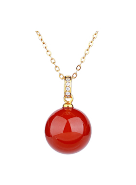 天然红玛瑙单珠吊坠项链