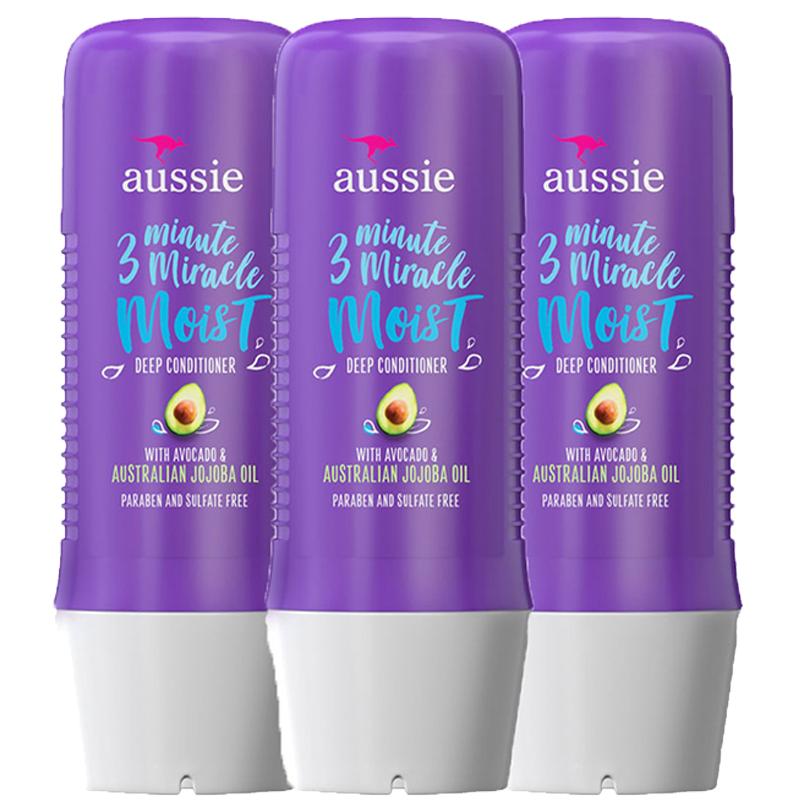 【自营】aussie紫袋鼠三分钟奇迹发膜236ml*3护发补水柔顺滋润养