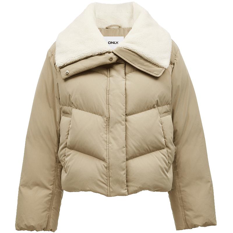ONLY冬季90白鸭绒舒适泡芙云朵感短款蓬松保暖白色羽绒服女