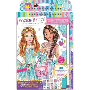 美版make it real儿童服装时尚设计绘画素描本带模板贴纸设计指南