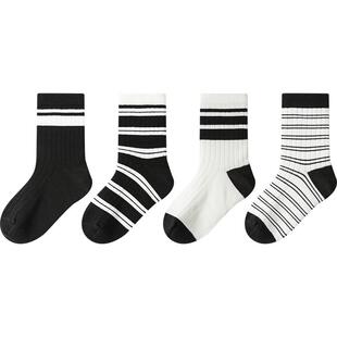 巴拉巴拉儿童袜子男童中筒袜女童学生袜条纹学院风高弹不勒