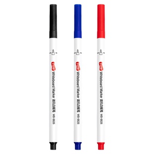 可擦极细白板笔0.5mm细笔头水性记号笔无毒黑红蓝色马克笔大容量涂鸦绘画笔考试托福写字笔顺畅干净不断墨