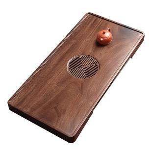 茶盘胡桃木实木排水蓄水两用茶台家用茶具干泡台不锈钢抽屉式托盘