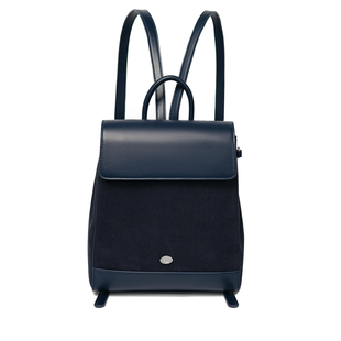 Unique blue学院风rolarola书包麂皮绒面拼皮ins风复古英伦双肩包