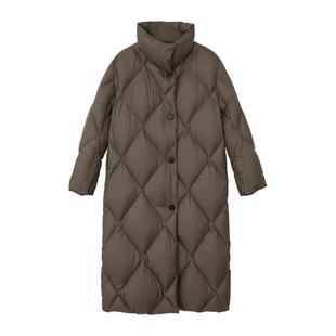 RUISHI芮时 西班牙进口90木拉白鸭绒长款廓型菱格被子羽绒服冬