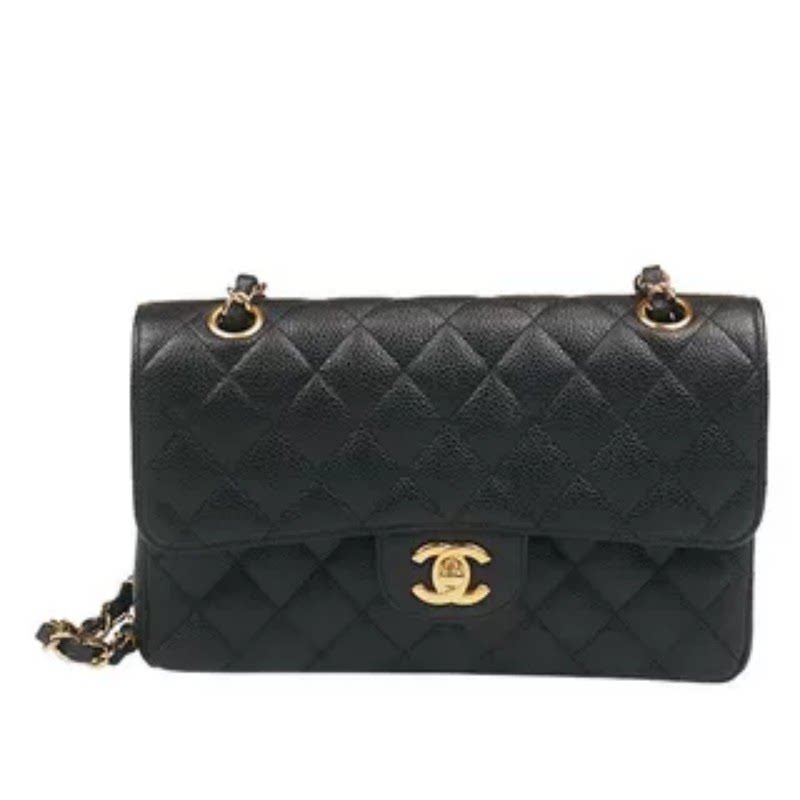 【自营】中古「9.0新」CHANEL香奈儿CF 经典手袋黑色荔枝皮斜挎包