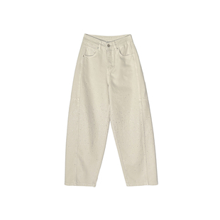 回头率巨高！立体烫钻牛仔裤女2026新款春高腰宽松百搭阔腿弯刀裤