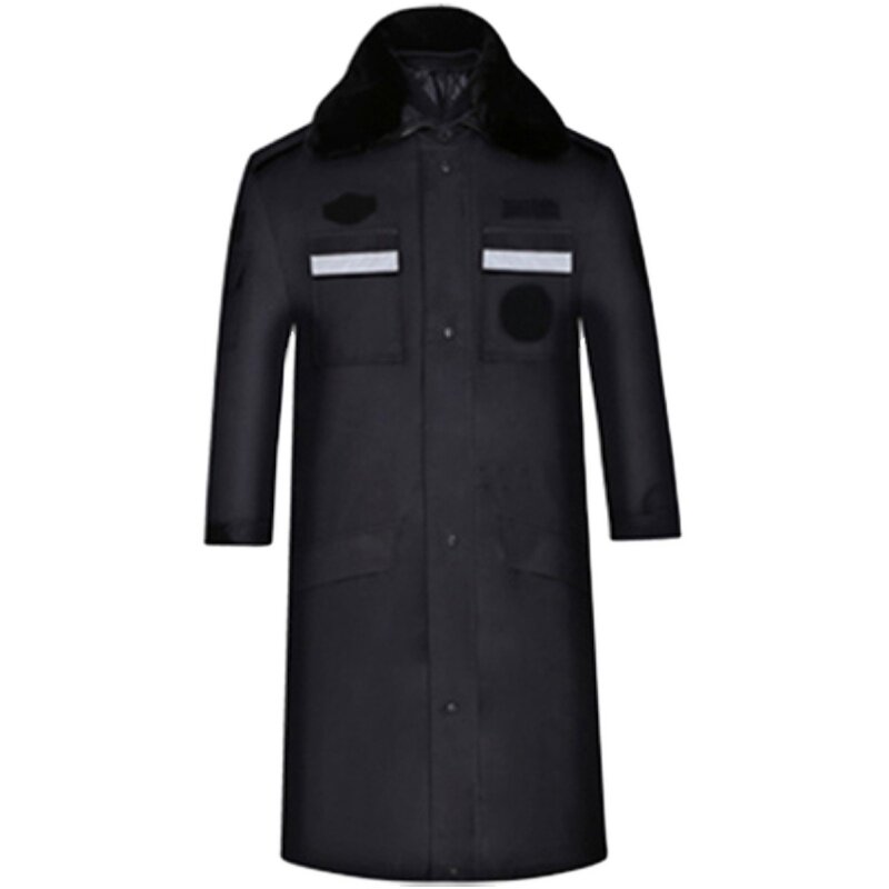保安大衣加厚保安服冬装棉服加长反光大衣多功能防寒工作服棉衣