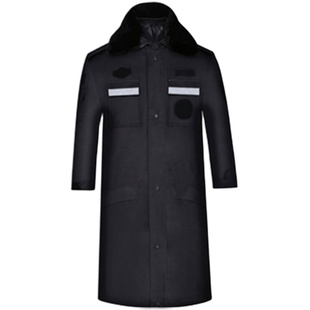 保安大衣加厚保安服冬装棉服加长反光大衣多功能防寒工作服棉衣