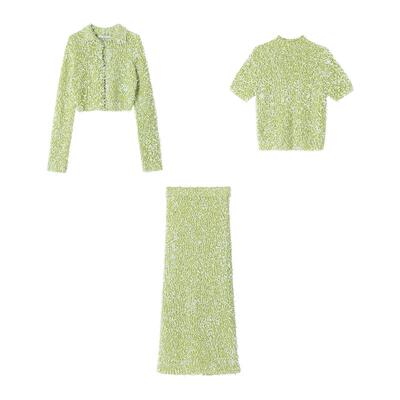 节日马海毛流苏针织上衣半裙