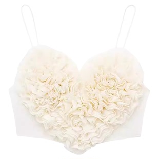 Heart shaped fluffy short suspender top 心形蓬蓬短款吊带上衣