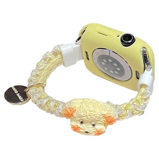 适用于苹果手表表带iwatch s11新款花边发圈s10小狗se3专用ultra秋冬series9保护套壳s876高级XL运动智能腕带