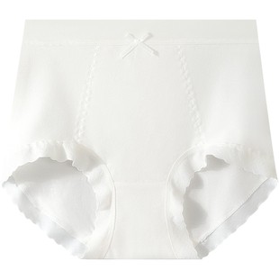 蝶安芬白色内裤女纯棉全棉裆高腰夏季薄款女生大码胖mm小平角短裤