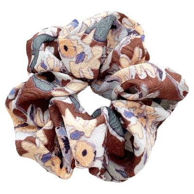 桃子柚法式咖啡刺绣发圈飘带发绳