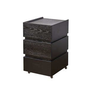 爱必居实木床头柜家用超窄卧室夹缝柜床头收纳柜黑色可移动床边柜