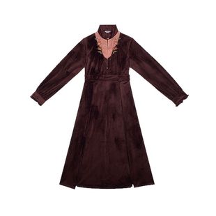 望春织造司原创宋制汉服改良宋褙长衫可替换护领丝绒连衣裙女秋冬