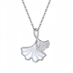 三生有杏白贝母S999纯银项链女轻奢百搭小众个性银杏叶锁骨链礼物