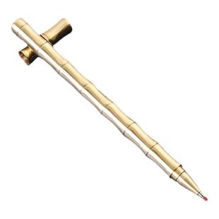 竹节黄铜笔 竹子型纯黄铜手工金属中性签字笔 EDC工具 战术铜笔