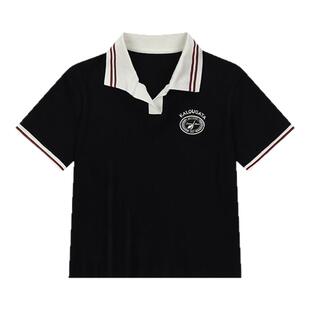 361POLO衫运动T恤女2026夏季新款短款修身上衣翻领透气短T袖女款