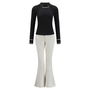 秋冬季高尔夫球服装女士黑色修身显瘦镂空设计感长袖运动上衣长裤