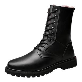 内增高马丁靴男高帮夏季真皮网面战术靴军训教官皮鞋保安男鞋小码