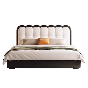 实木床法式简约家用卧室1米8双人床现代小户型1.5M单人床软包婚床