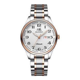 上海手表商务经典男士女士腕表日历防水透底国产机械表629送礼物