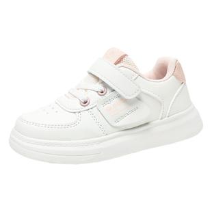 小黄鸭童鞋女童小白鞋2026新款春秋款皮面防水运动鞋女孩儿童鞋子