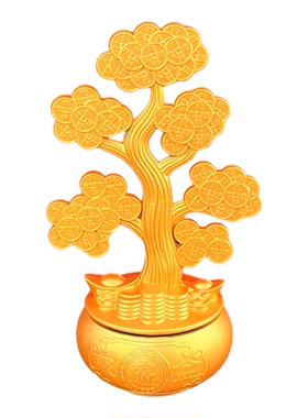 新中式金属摇钱树招财摆件