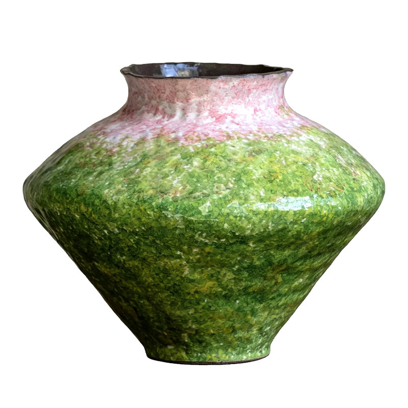 景德镇新中式陶瓷摆件客厅玄关装饰鲜花水培轻奢高级感油画风花器