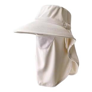 采茶太阳帽摘茶叶专用遮阳防晒好物凉帽户外透气遮脸面罩护颈一体