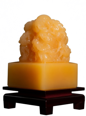 天然黄玉九龙玉玺招财镇宅摆件