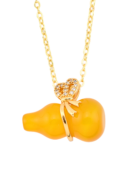 玛瑙葫芦吊坠雕刻项链鸡油黄挂饰