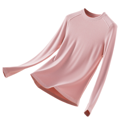 竖条德绒修身显瘦发热打底衫女