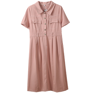 明线牛仔长裙胖仙女莹莹大码女装胖mm夏季复古休闲高腰显瘦连衣裙